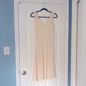 J. Crew Women's Sz 6 Silk Ivory Double V-Neck Empire Waist Dress Bias Cut